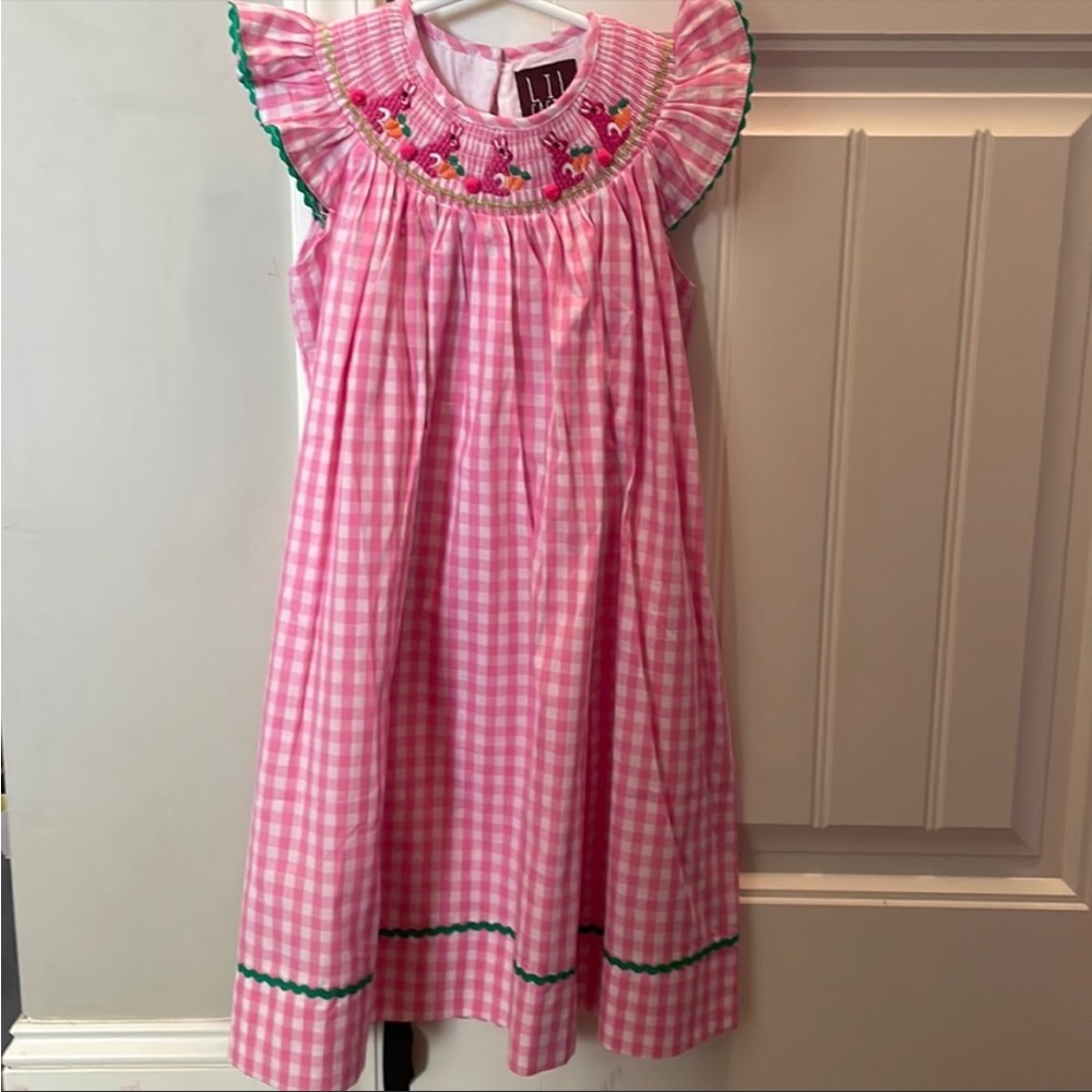 The perfect Easter dress! Pink gingham with smocked bunnies